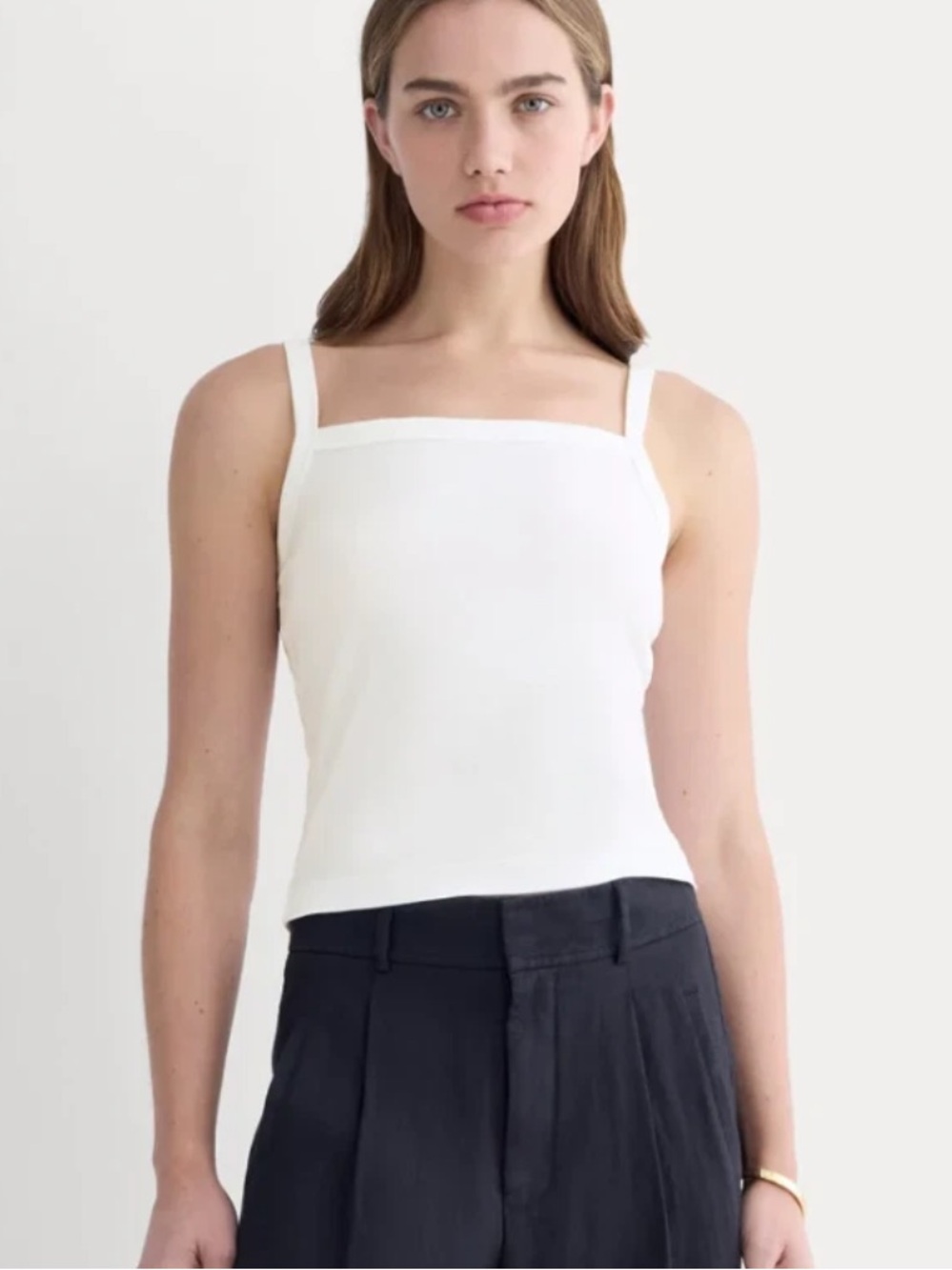 Everlane Womens The Essential Square Neck Tank Cami Cotton White Small NWT